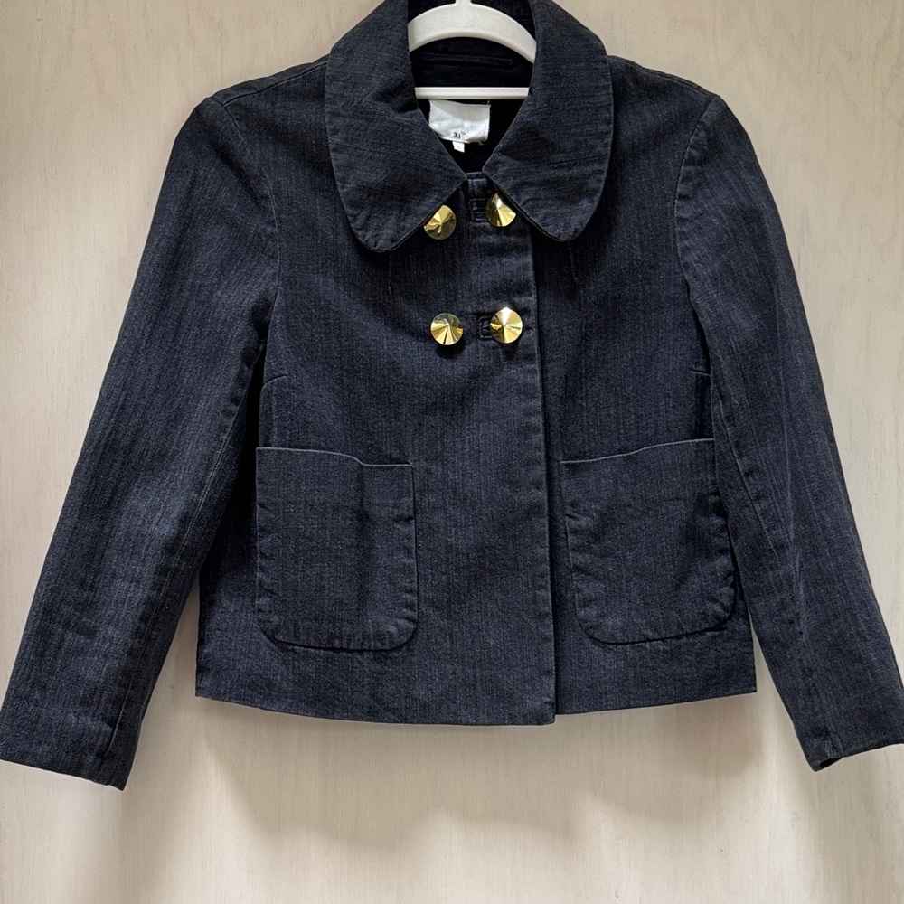 3.1 Phillip Lim Black Denim Jean Jacket with Gold Buttons